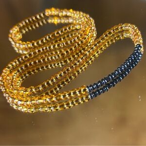 Amber Glow Seed Bead Wrap Necklace Bracelet Minimalist Golden Versatile Jewelry